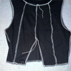 SHEIN Black Crop Tank Top with Cut Out Details